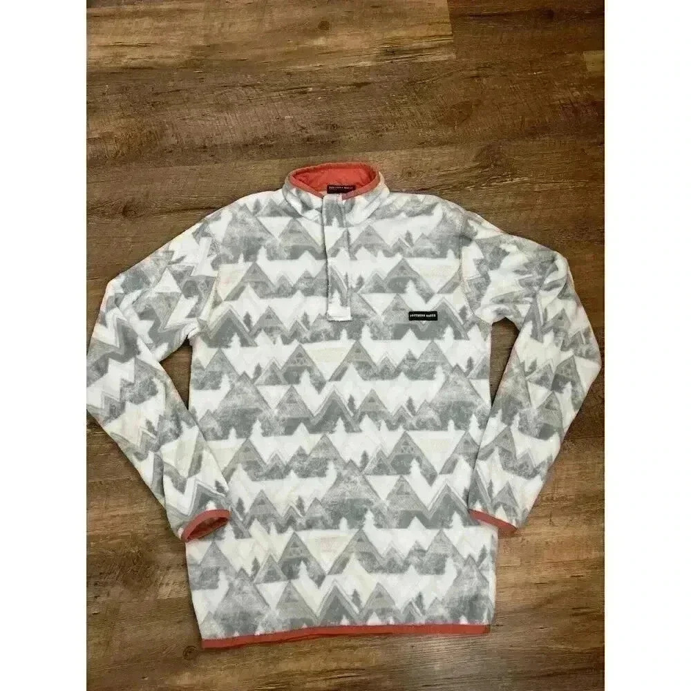 Southern Marsh North Basin Pullover Sweater 1/4 Zip Geometric Fleece Size M/L